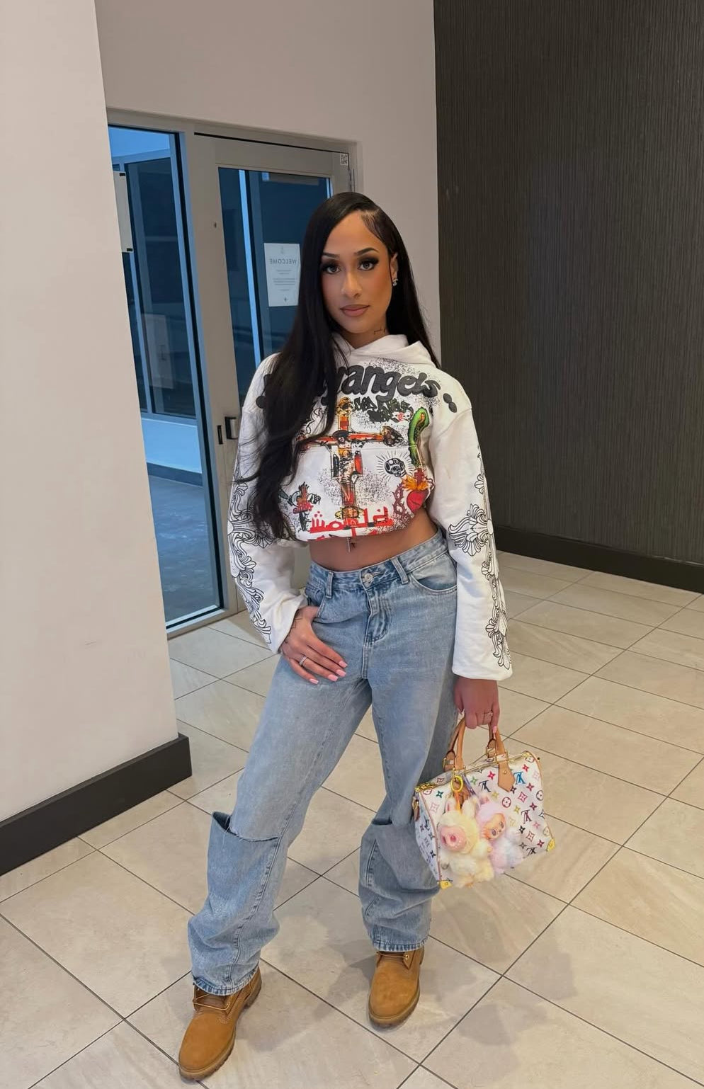 STRAYANGELS CROPPED HOODIE