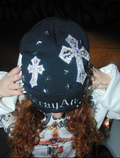 black cross beanie